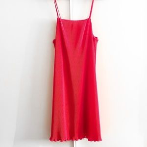 Zara Lettuce Hem Pleated Mini Dress